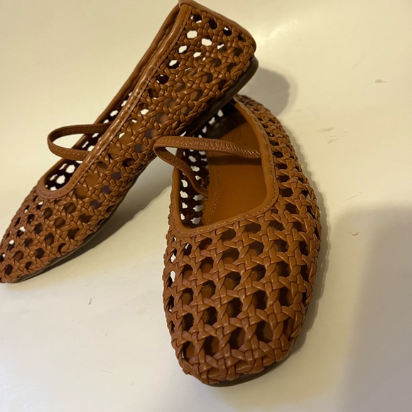 NWT Sz 8 Joie Weavy Brown Woven Mary Jane Ballet Flats - Picture 11 of 14